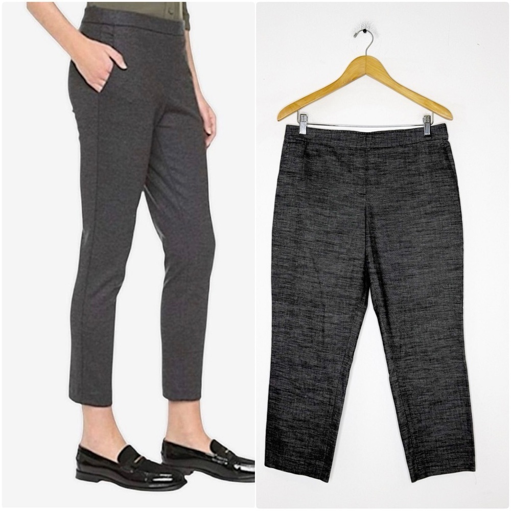 Theory Thaniel Nouveau Stretch Gray Chambray Pull On Pants Size 8 Linen Blend